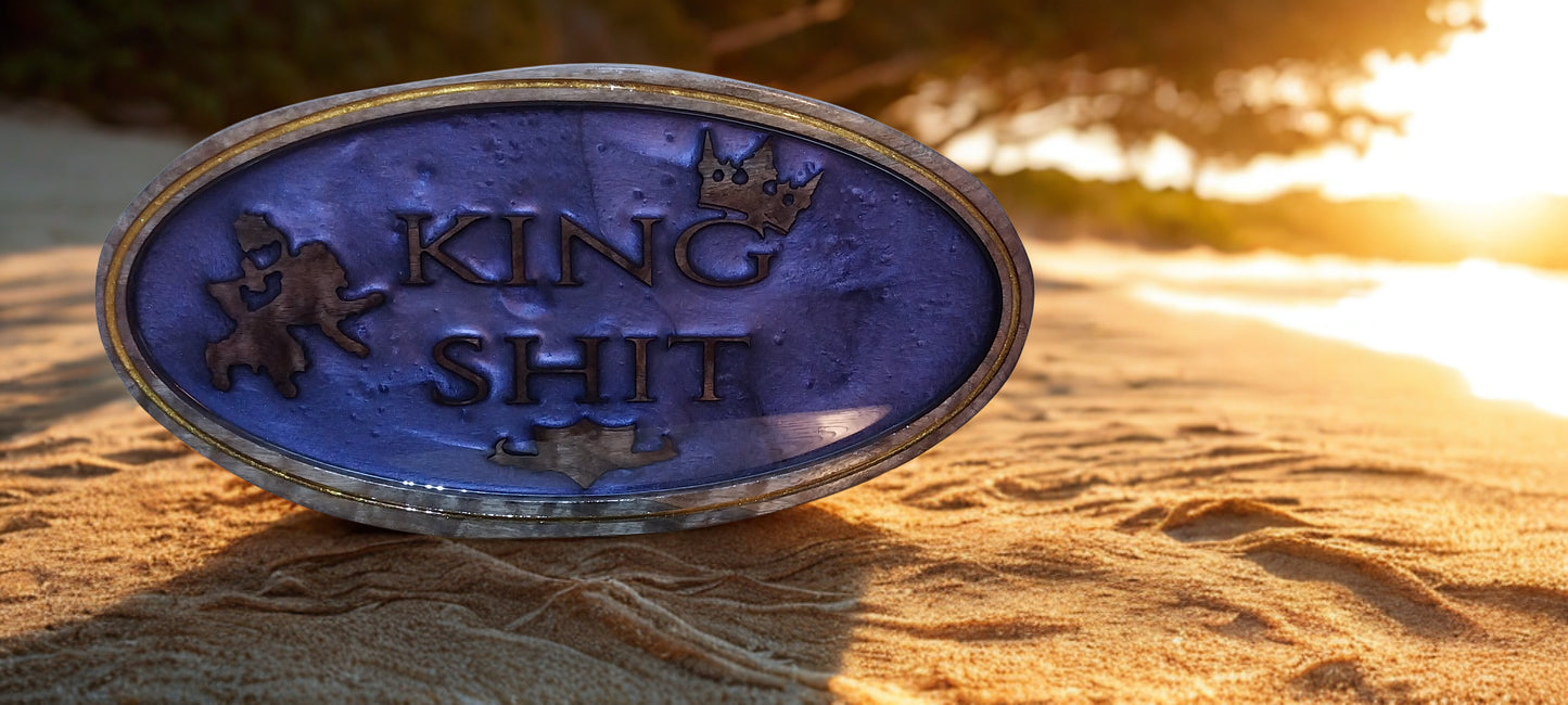 “KING SH*T” Walnut & Epoxy Plaque – 13" x 7" x 2" – Handcrafted Premium Décor