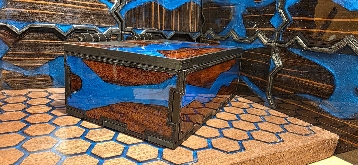 Santos Rosewood & Cobalt Blue Resin Keepsake Box