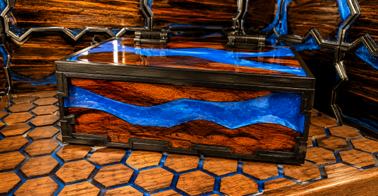 Santos Rosewood & Cobalt Blue Resin Keepsake Box